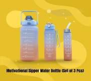 Motivational Sipper Water Bottle (Set of 3 Pcs)