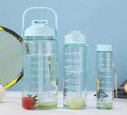 Motivational Sipper Water Bottle (Set of 3 Pcs) (Transparent)
